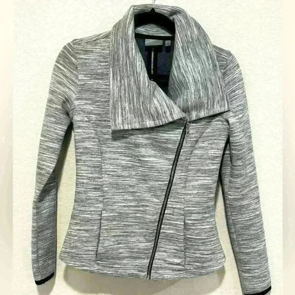 ATHLETA On The Move Moto Asymmetrical Side Zip Jacket Heather Grey Size XS